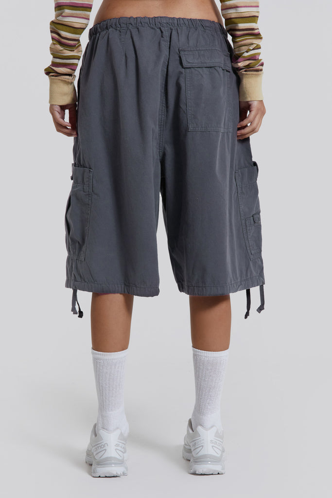 Vintage Grey Parachute Cargo Shorts