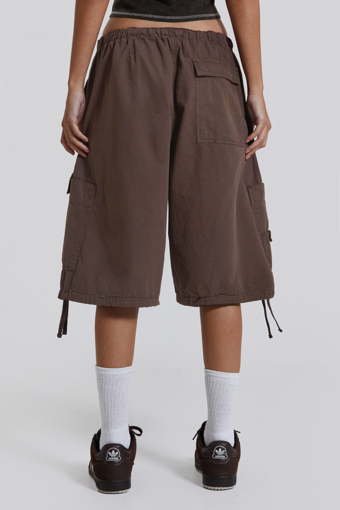 Brown Parachute Cargo Shorts