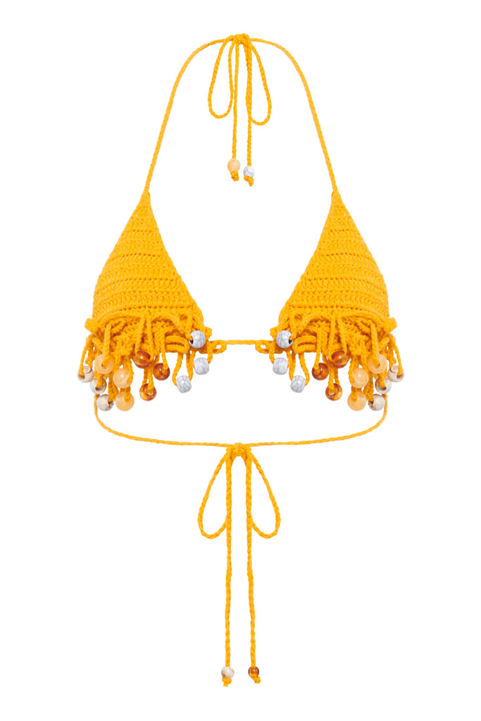 Micro Waterproof Top Shop Canary Knit Micro Bikini Top with Beaded Trim | Jaded London ...