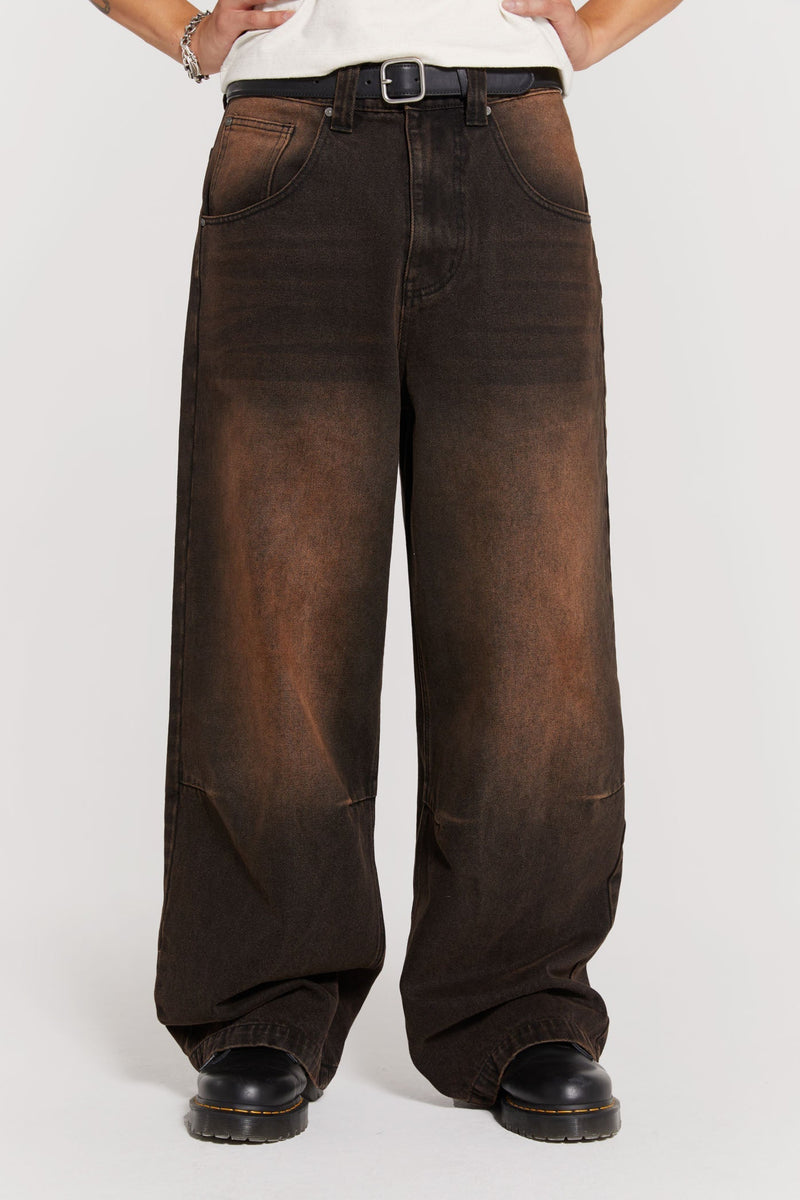 jaded london colossus jeans brown w30 | www.gamutgallerympls.com