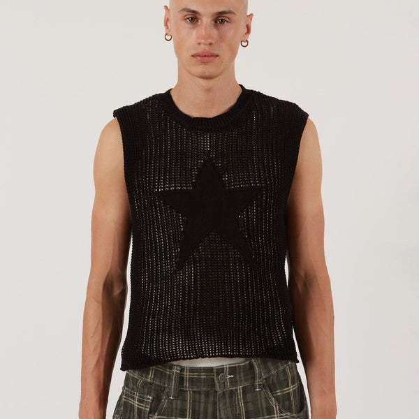 Black Sleeveless Start Knit | Jaded London