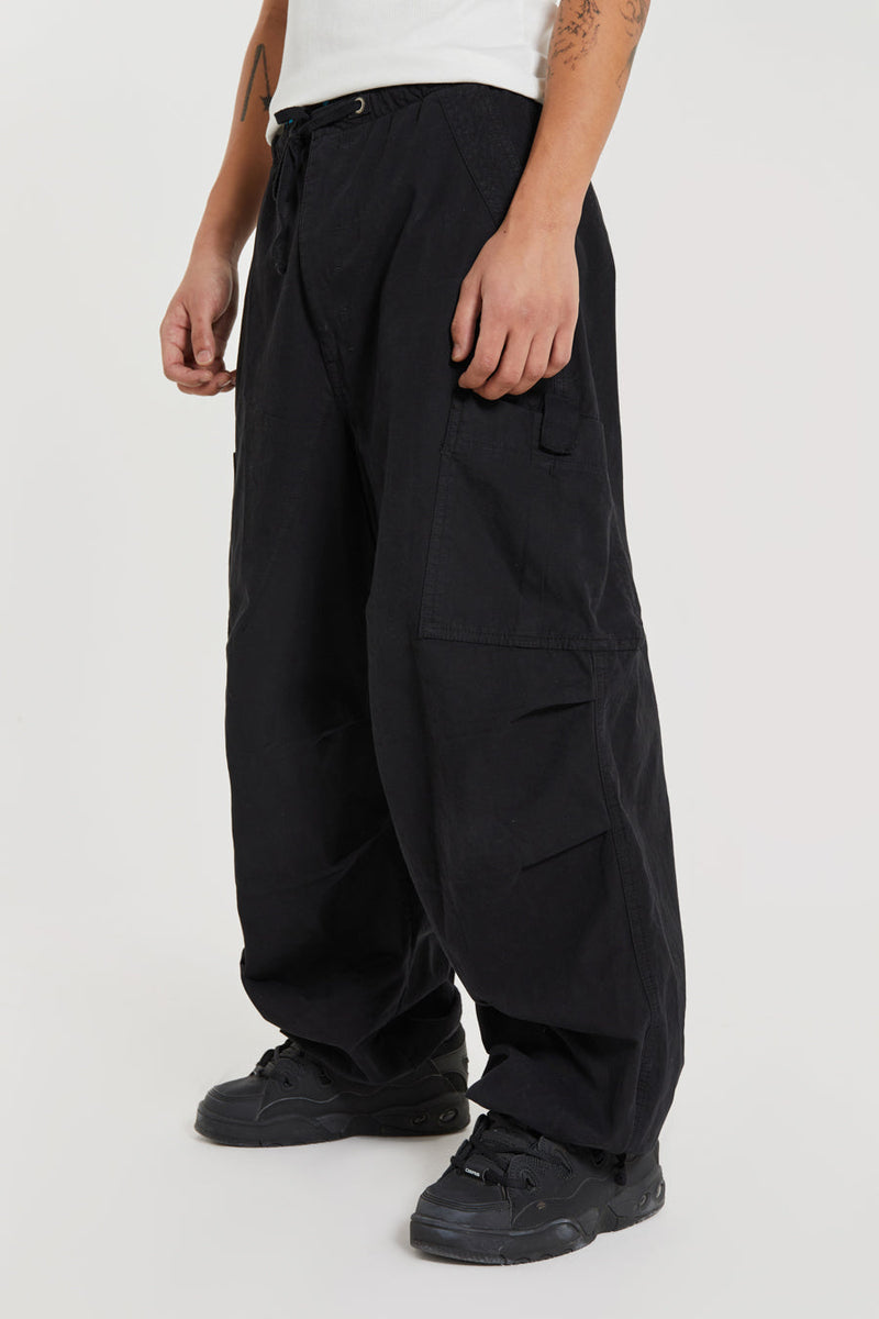 Black Cuffed Cargo Trousers  New Look