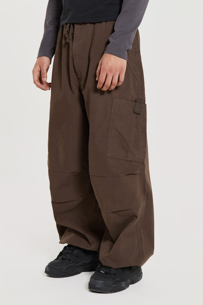 Jaded London parachute cargo pants in brown