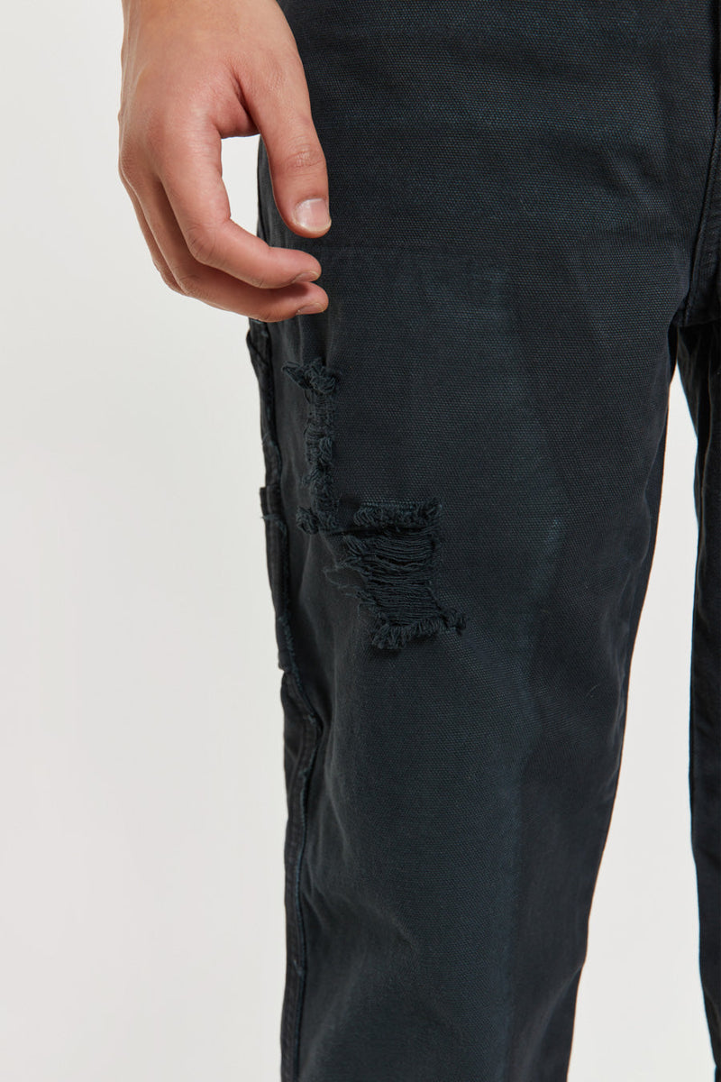 Washed Black Carpenter Jeans With Inserted Panel