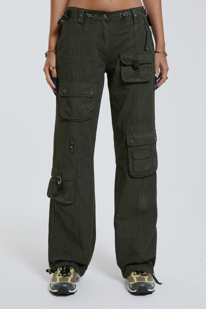 Khaki Slim Fit Cargo Pants | Jaded London