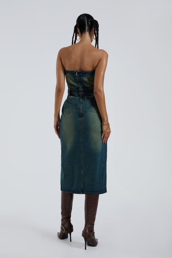 Shop Liberty 2 In 1 Detachable Denim Blue Midi Dress | Jaded London | Clothing Shop Liberty 2 In 1 Detachable Denim Blue Midi Dress | Jaded London | Clothing