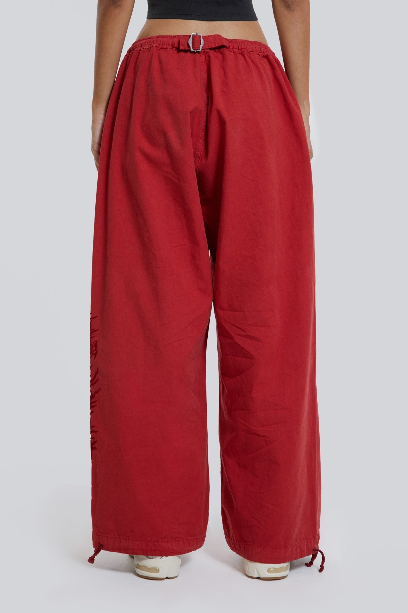 Red Military Cargo Pants With Flock Print | Jaded London