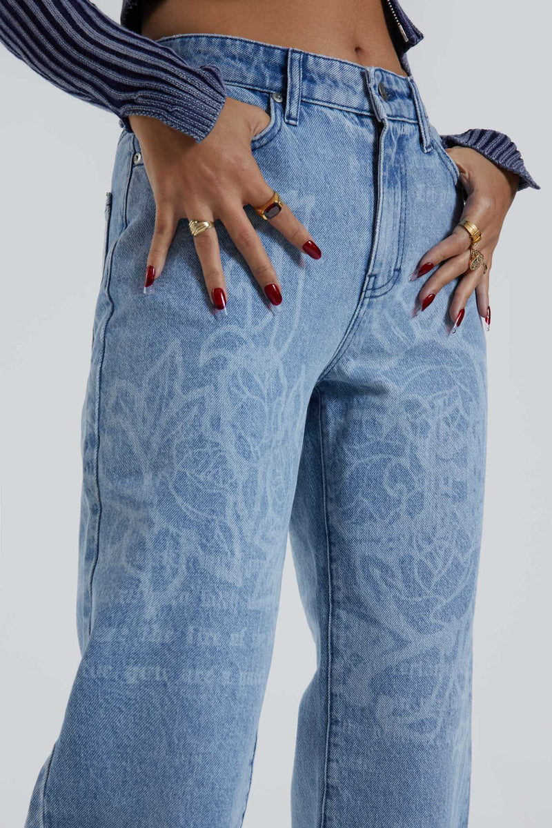 Jaded London/Ombre Print Boyfriend Jeans