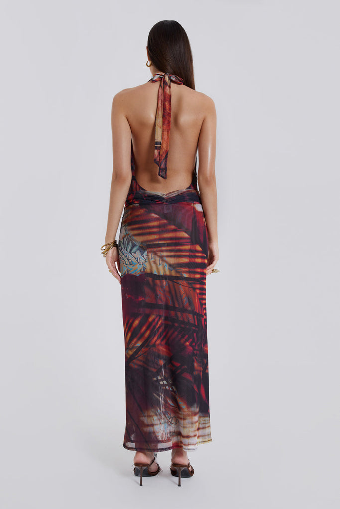 Cindy Plunge Maxi Dress In Red