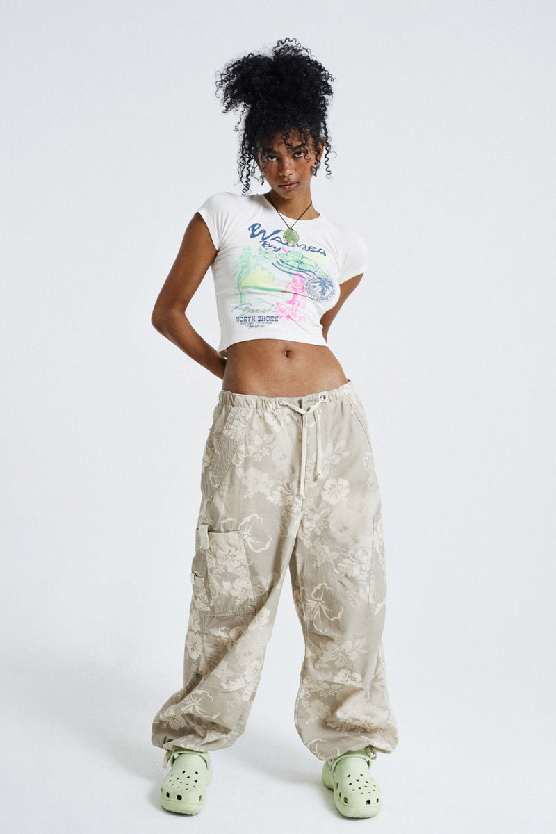 Hibiscus Bloom Parachute Cargo Pants