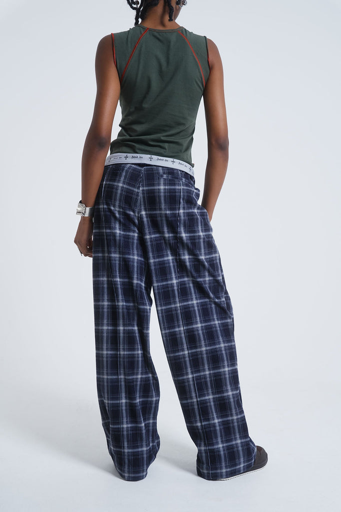 SANDRO Wide-leg Checked Trousers | Endource