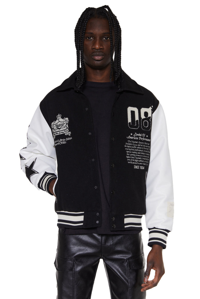 Black Oversized NTRLS Varsity Jacket | Jaded London