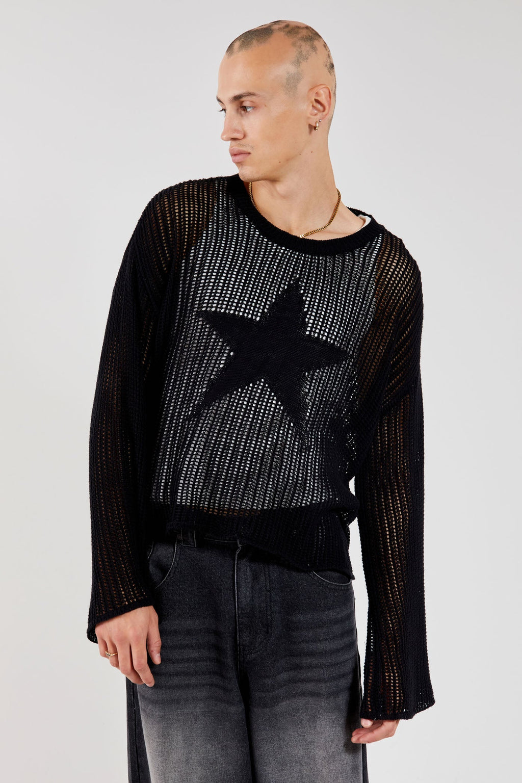 Khaki Star Loose Knit Jumper | Jaded London