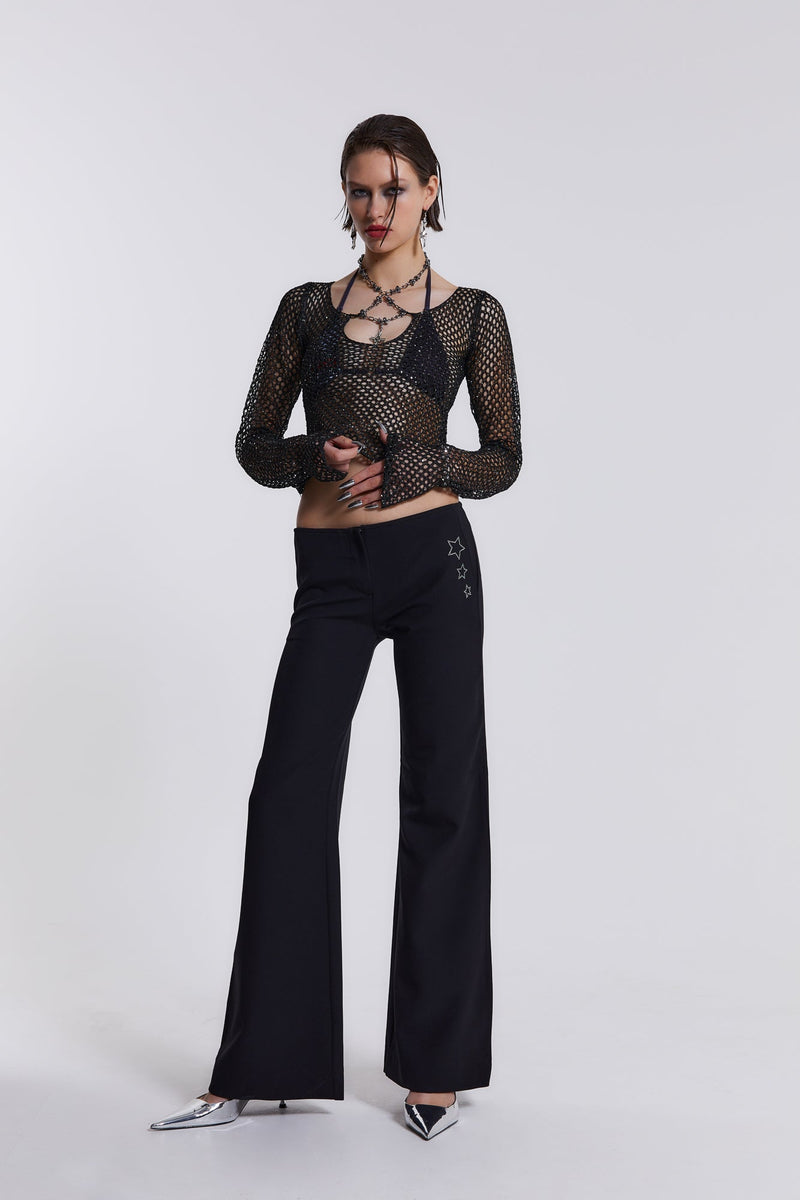 Low-waist flared trousers - Black - Ladies | H&M IN