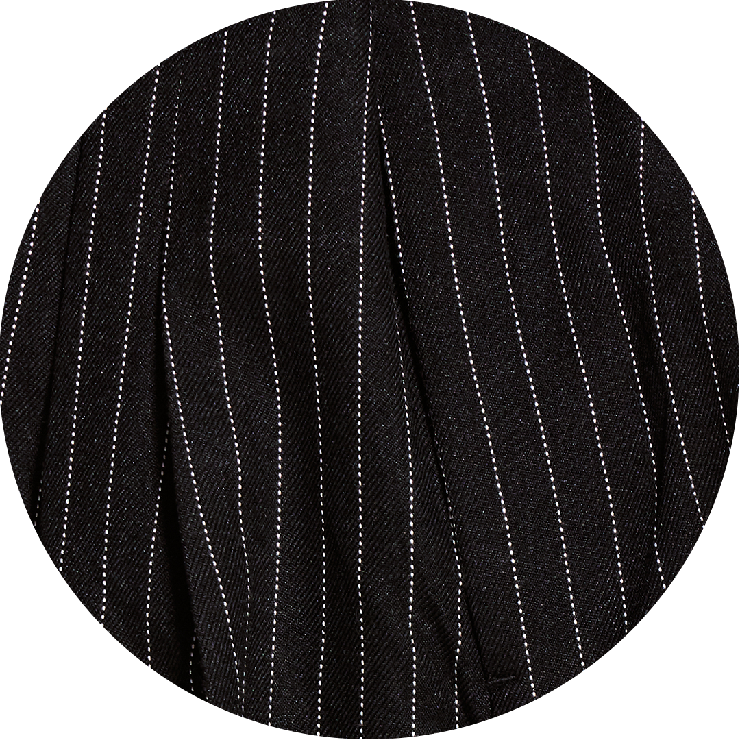 Black Pinstripe Stacked Straight Suit Pants